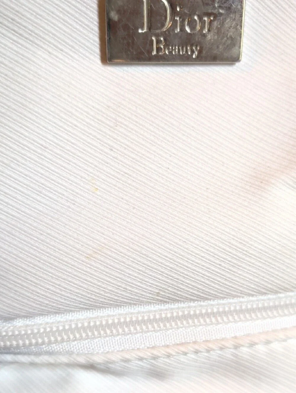 Dior Beauty White Woman's Small Toiletry Pouch with Metal Logo